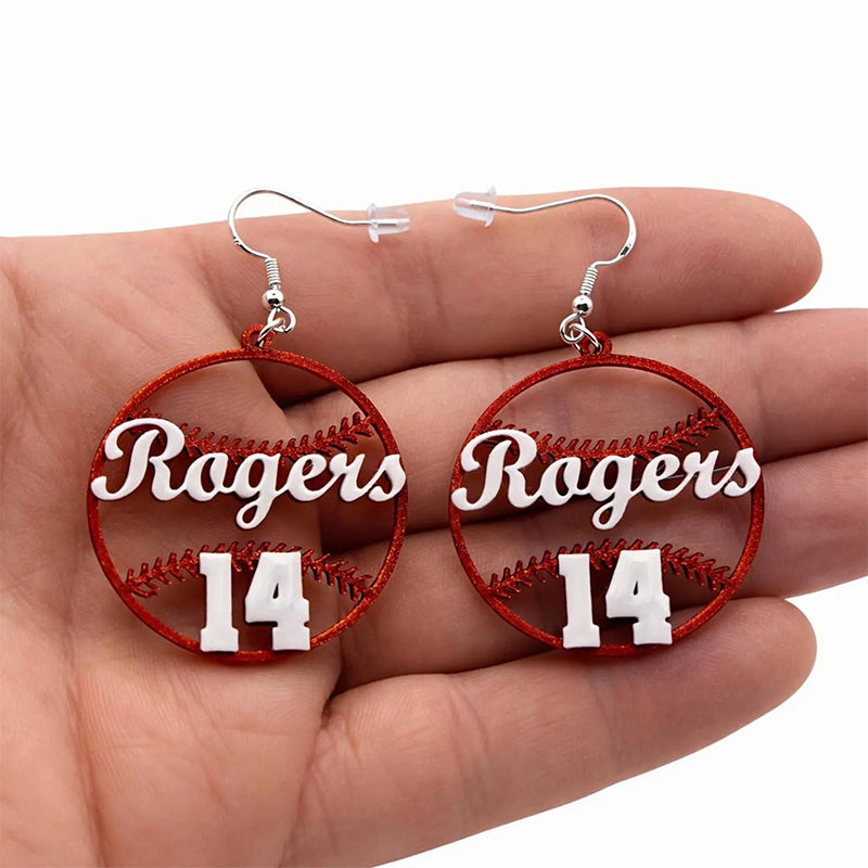 Personalized Baseball Earrings - Name and Number