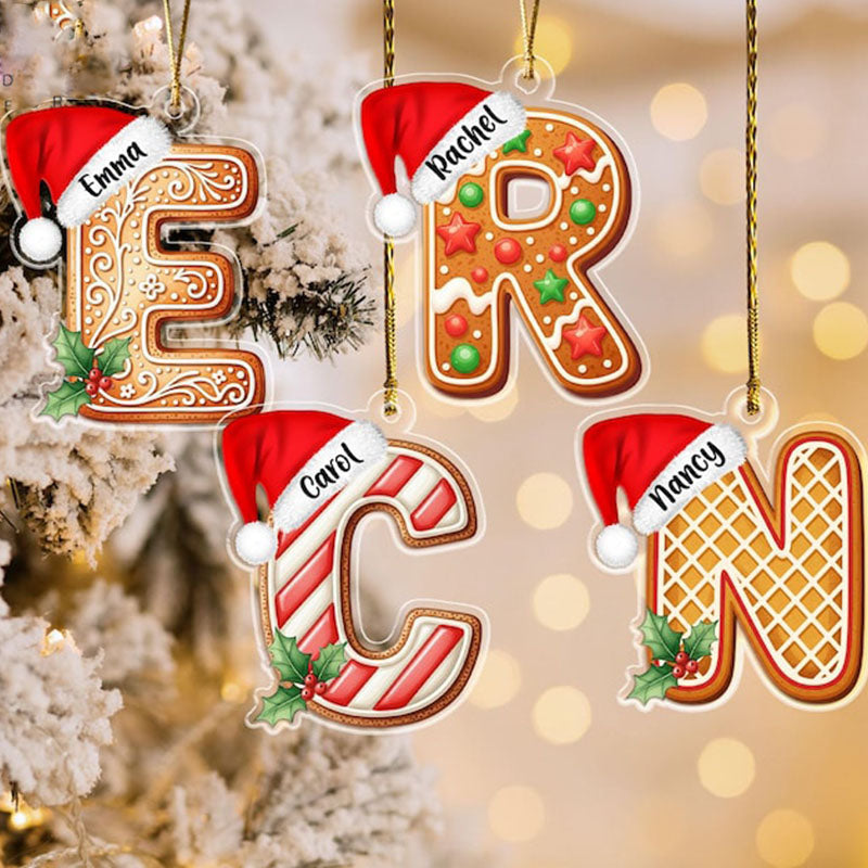 Personalized Gingerbread Alphabert Acrylic Ornament