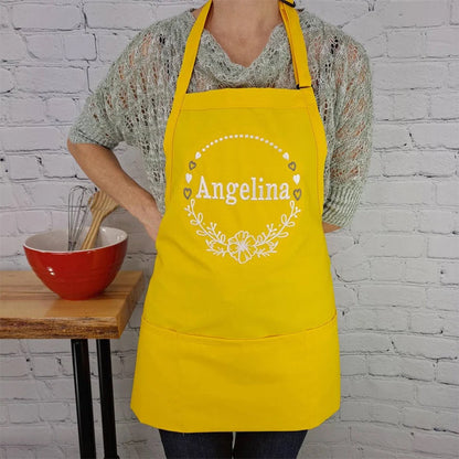 Customizable apron embroidered Personalized name kitchen apron with pockets