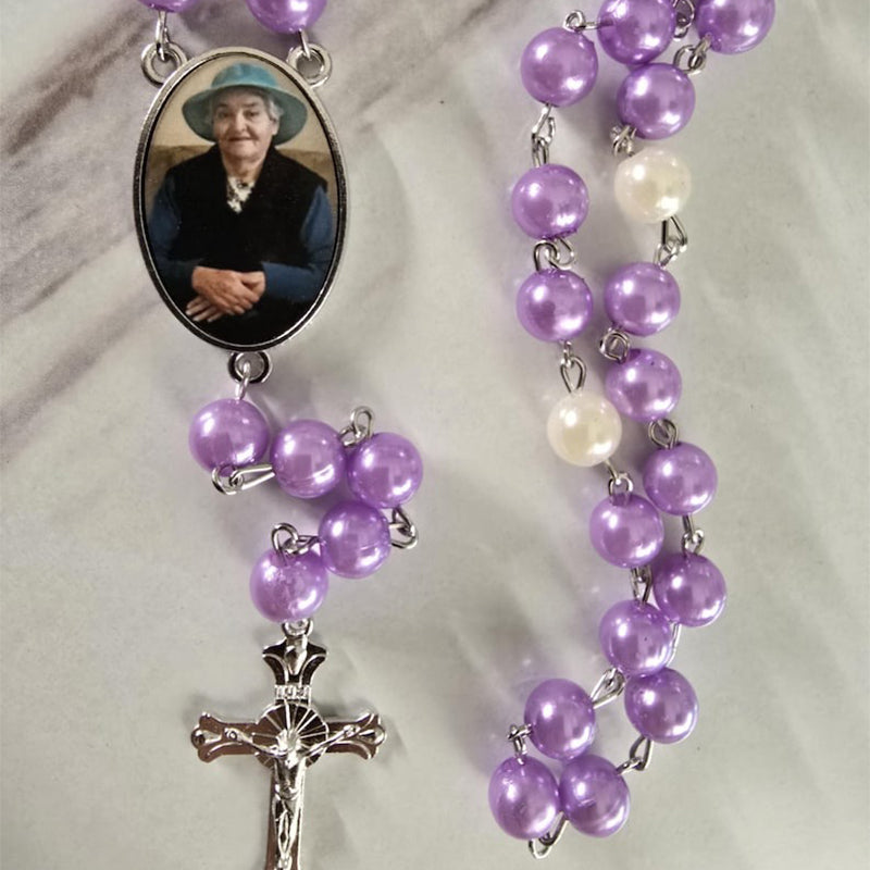Personalized Photo Rosary Necklace,Custom Cross Pendant Necklace