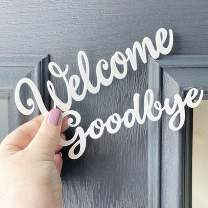 HELLO, GOODBYE, WELCOME 3D Acrylic Front Door Sign & Vine, Letterbox Sign