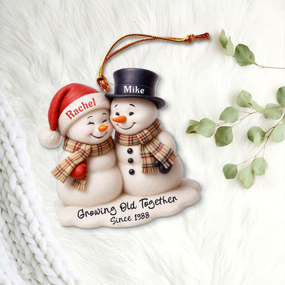 Custom Snowman Couple Ornament, Christmas Gift For Couple