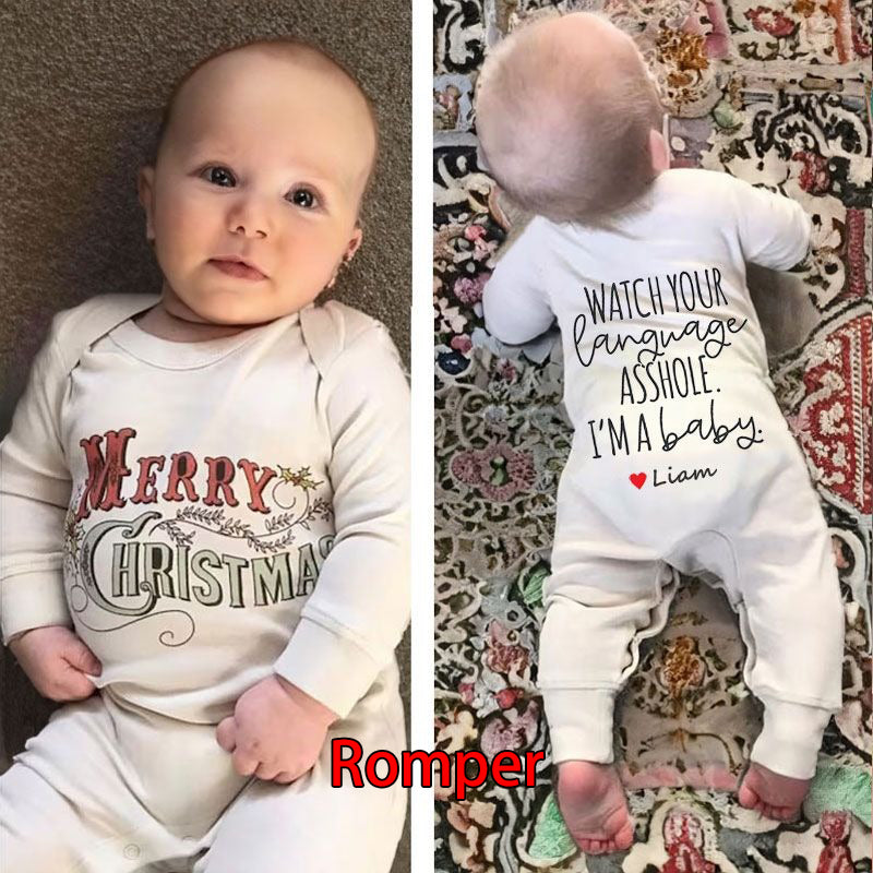 Merry Christmas Unisex Baby Outfit, Ugly Christmas Baby Outfit