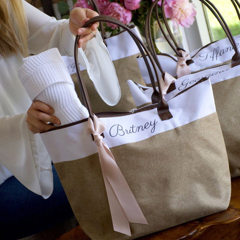 Bridesmaid Tote . Personalized Bridesmaid Gift Bags. Custom Name Bag