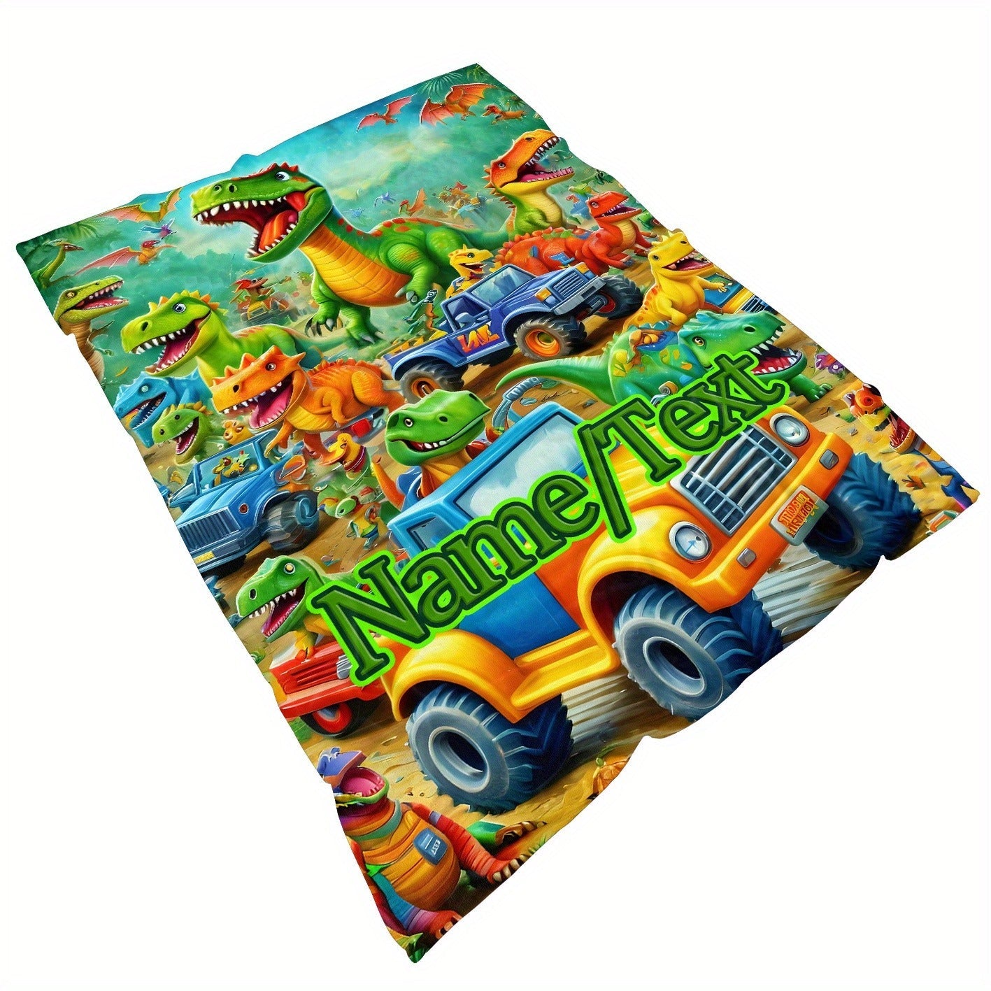 Customizable Dinosaur Park Flannel Blanket – Personalized Name