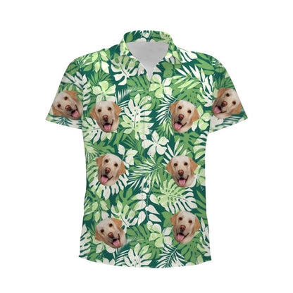 Personalized Photo Hawaiian Shirt Custom Dog Cat Face Holiday Tropical Pattern Shir