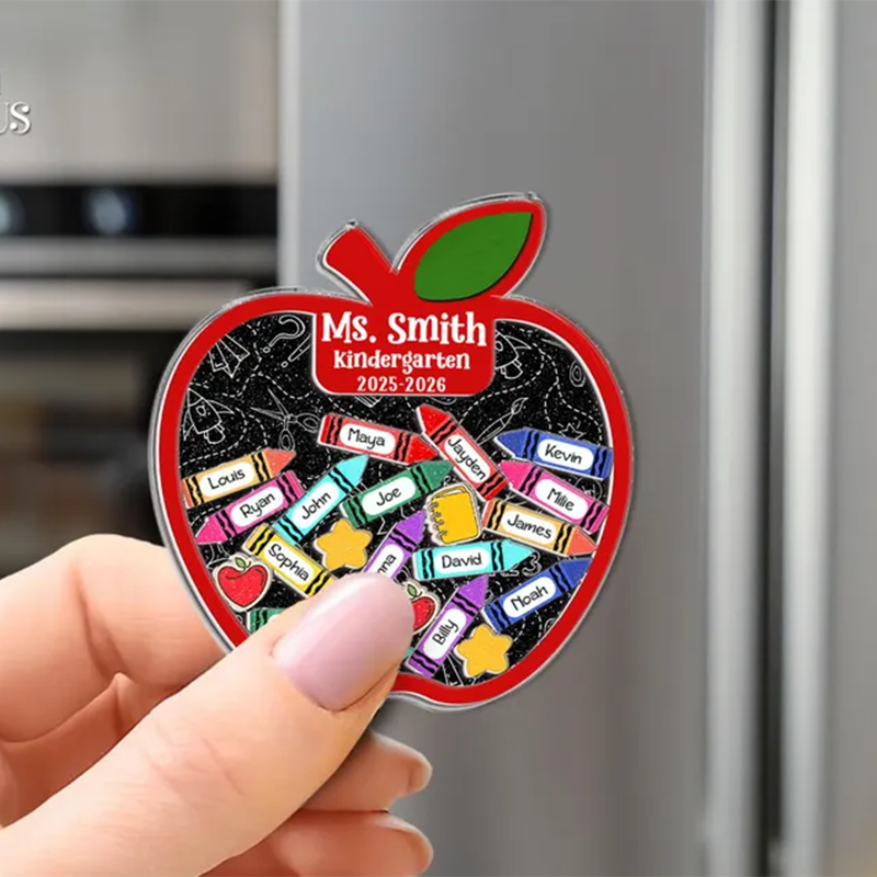 Personalized Teacher Apple Magnet With Students Name, Thank You Teacher Gift