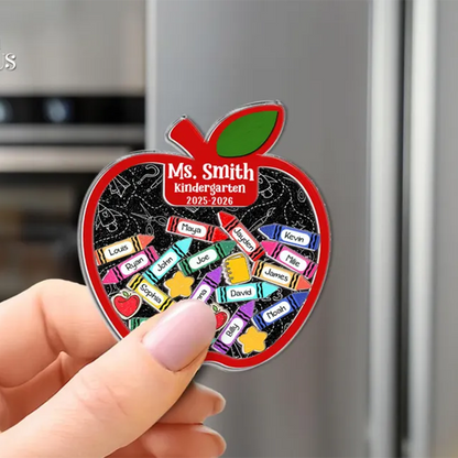 Personalized Teacher Apple Magnet With Students Name, Thank You Teacher Gift