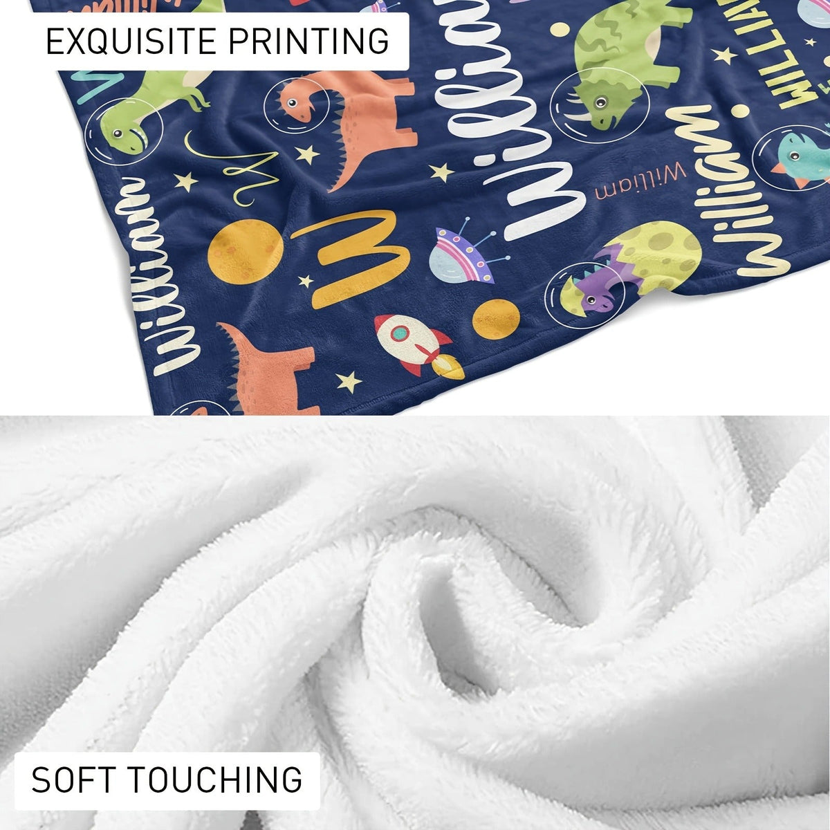 Personalized Cartoon Dinosaur Fleece Blanket - Perfect for Teens and Adults