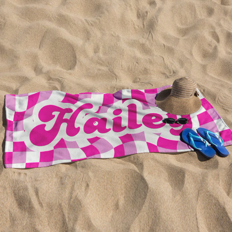 Personalized Beach Towel, Customized Vans Checker Pattern in Retro style Beach towel