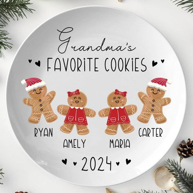 Personalized Gingerbread Christmas Plate, Grandma Plate