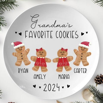 Personalized Gingerbread Christmas Plate, Grandma Plate