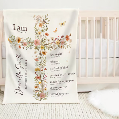 Baptism Gift Girl, Baptism Blanket, Personalized Blanket For Baby