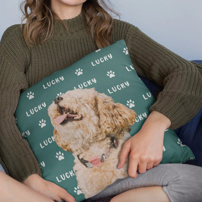 Personalized Cute Paw Pet Photo Throw Pillow Cover