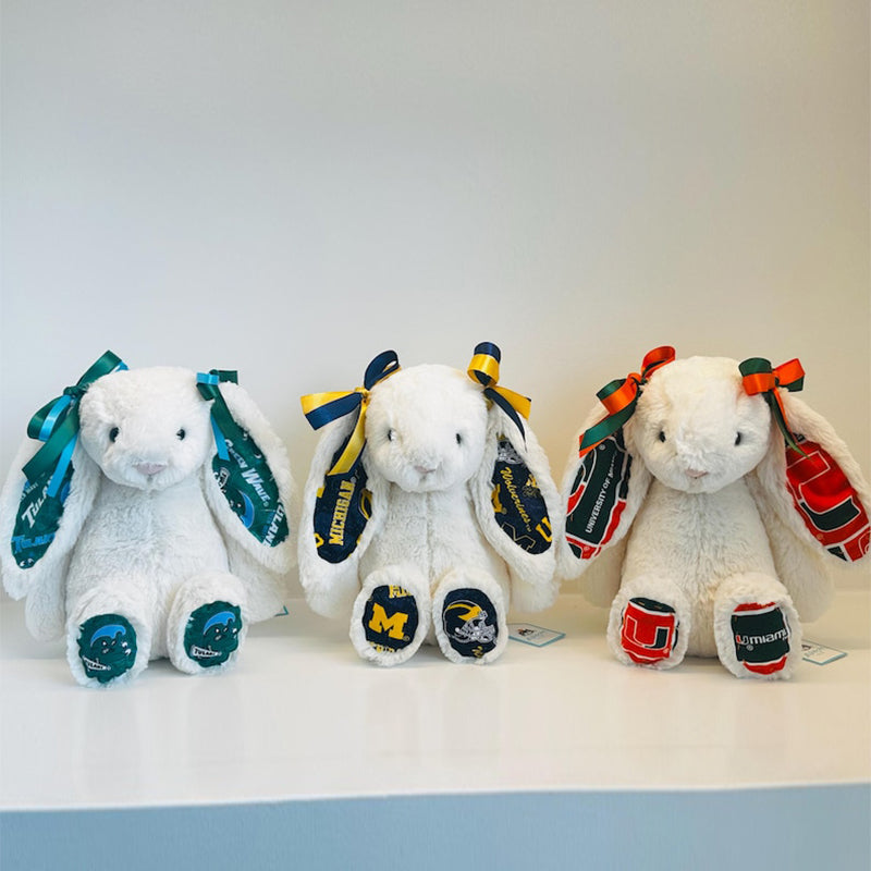 Custom Collegiate Jellycat Bunny: College Acceptance, Graduation