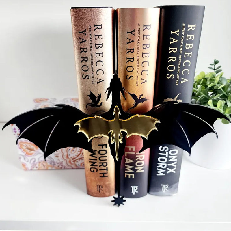 Fourth Wing Book Insert Double Dragon Bookshelf Accessory