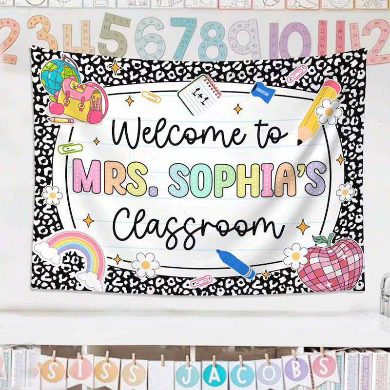 Personalized Teacher Tapestry, Teacher Name Gifts, Classroom Decors