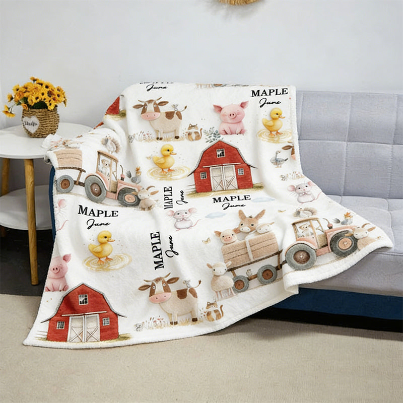 Personalized Farm Animal Baby Name Custom Blanket Gift Idea For Baby