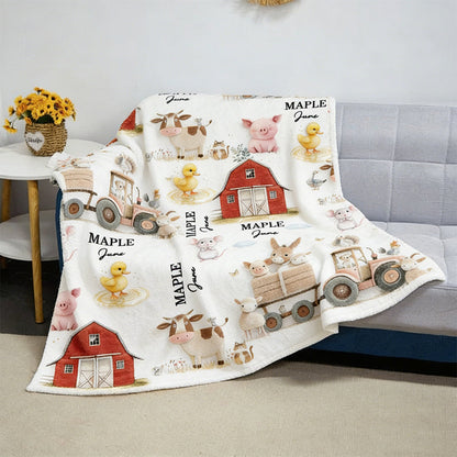 Personalized Farm Animal Baby Name Custom Blanket Gift Idea For Baby
