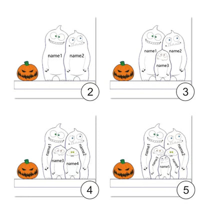 Halloween Cute Ghosts Family Puzzle Wooden Decor,Custom Name Wooden Ghost With Pumpkin