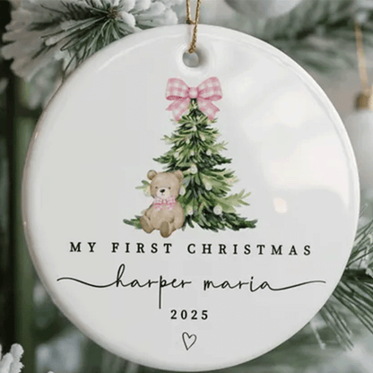 Baby Girl First Christmas Ornament, Girls First Xmas Ornament with Baby Name