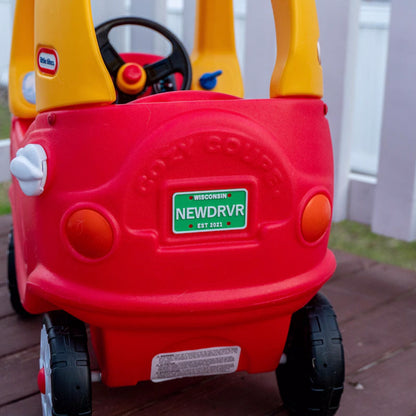 Cozy Coupe Custom License Plate - Size 3.75 x 2.25 in for Power Wheels