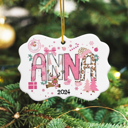 Personalized Girls Name Christmas Ornament, Cute Christmas Ornament for Kids