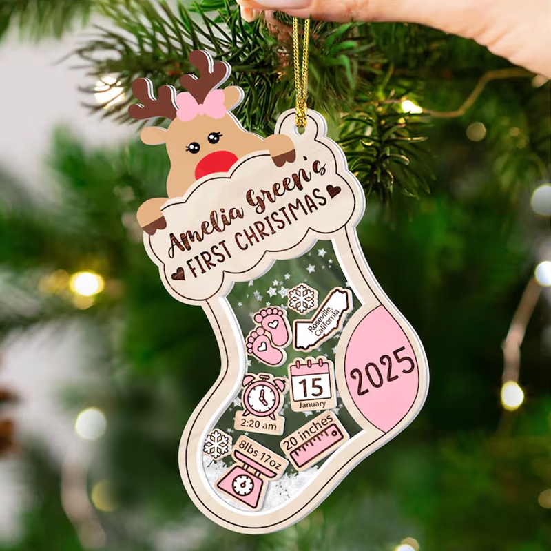 Personalized Baby's First Christmas Shaker Ornament