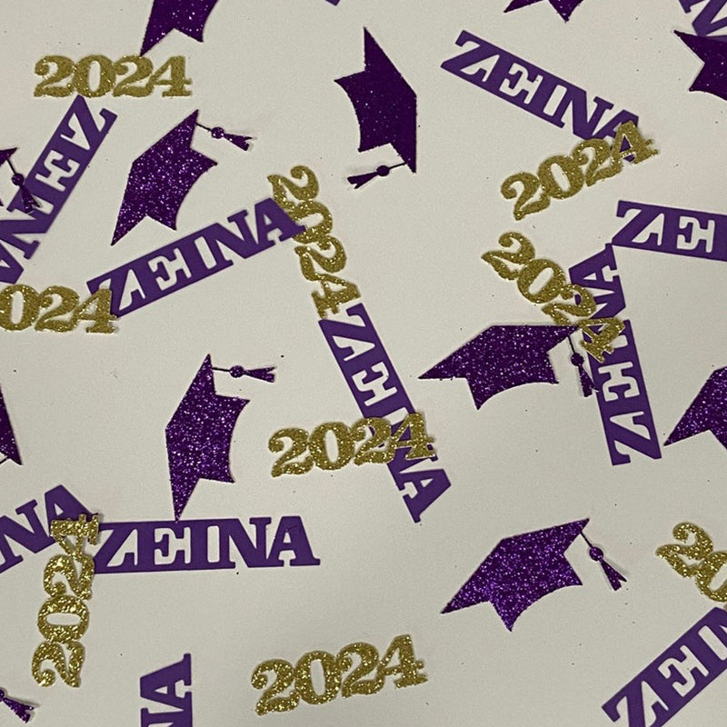 Graduation Confetti, Graduation Party Decor, Custom Name 60 Pieces