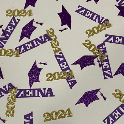 Graduation Confetti, Graduation Party Decor, Custom Name 60 Pieces