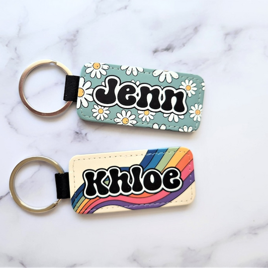 Personalized leather name keychain