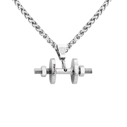 Personalized Bodybuilder Necklace Dumbbell Pendant Father's Day Gift