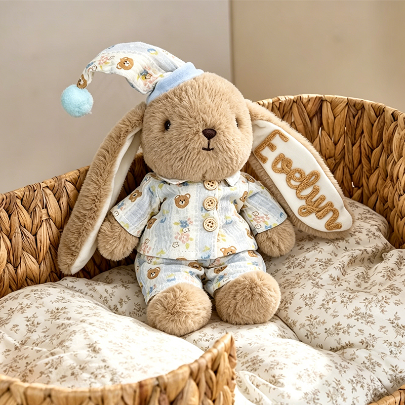 Personalized Embroidered Bunny Plush Baby Gift – Custom Stuffed Rabbit