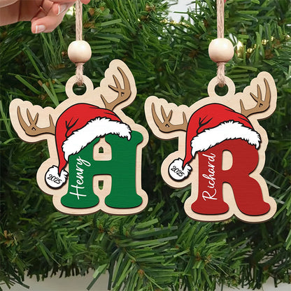 Personalized Name/Initials Christmas Reindeer & Tree Pendant