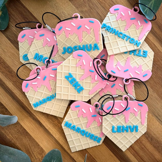 Personalized Backpack or Bat Bag Accessory - The Original Ice Cream Drip Bag Tag!