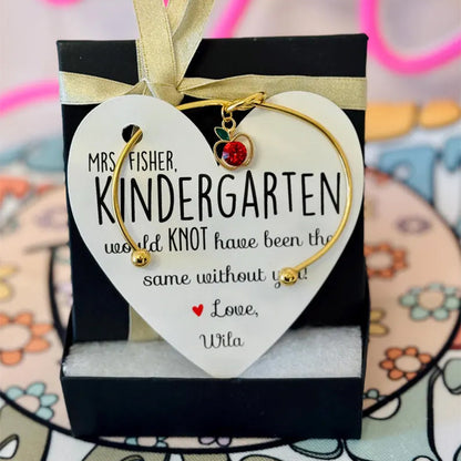 End of Year Teacher Gift Knot Bangle w/apple charm!