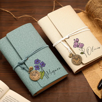Personalized Bridesmaid Notepad,Custom Birth Flower Notebook with Name