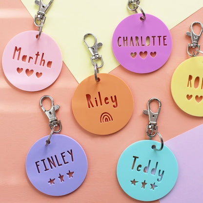Round Acrylic Personalised Name Keyring Personalised School Bag Tag