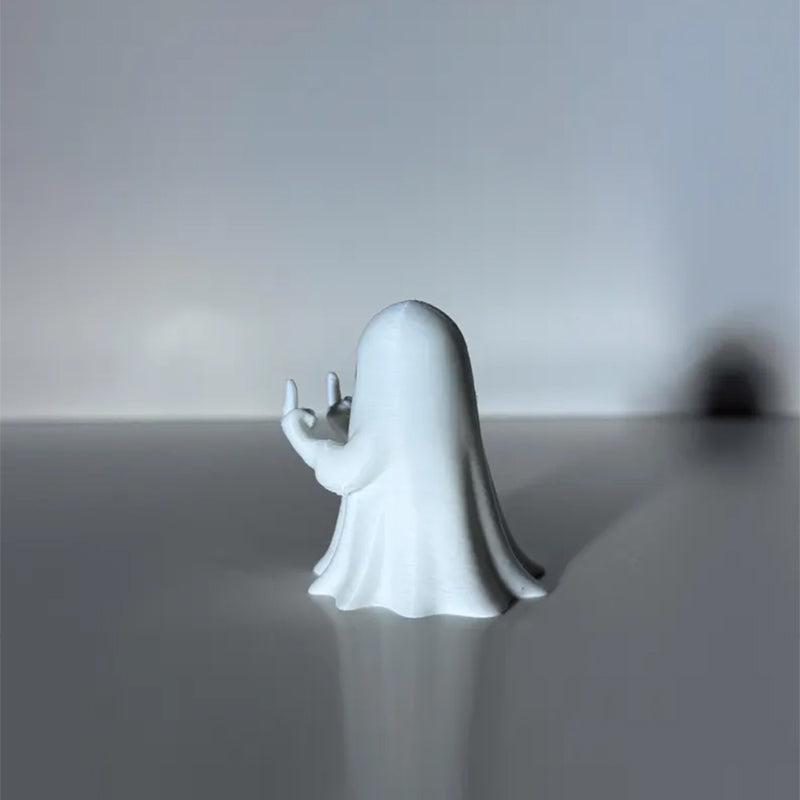 Personalized  Funny Middle Finger Ghost Figurine: Spooky 3D Printed