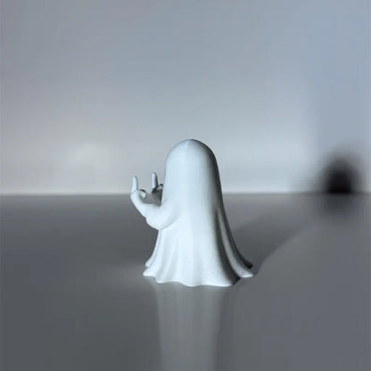 Personalized  Funny Middle Finger Ghost Figurine: Spooky 3D Printed