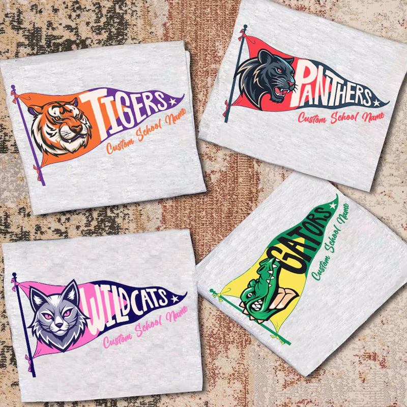 School Spirit Pennant Shirt, Custom Mascot T-shirt, High School Football Shirt