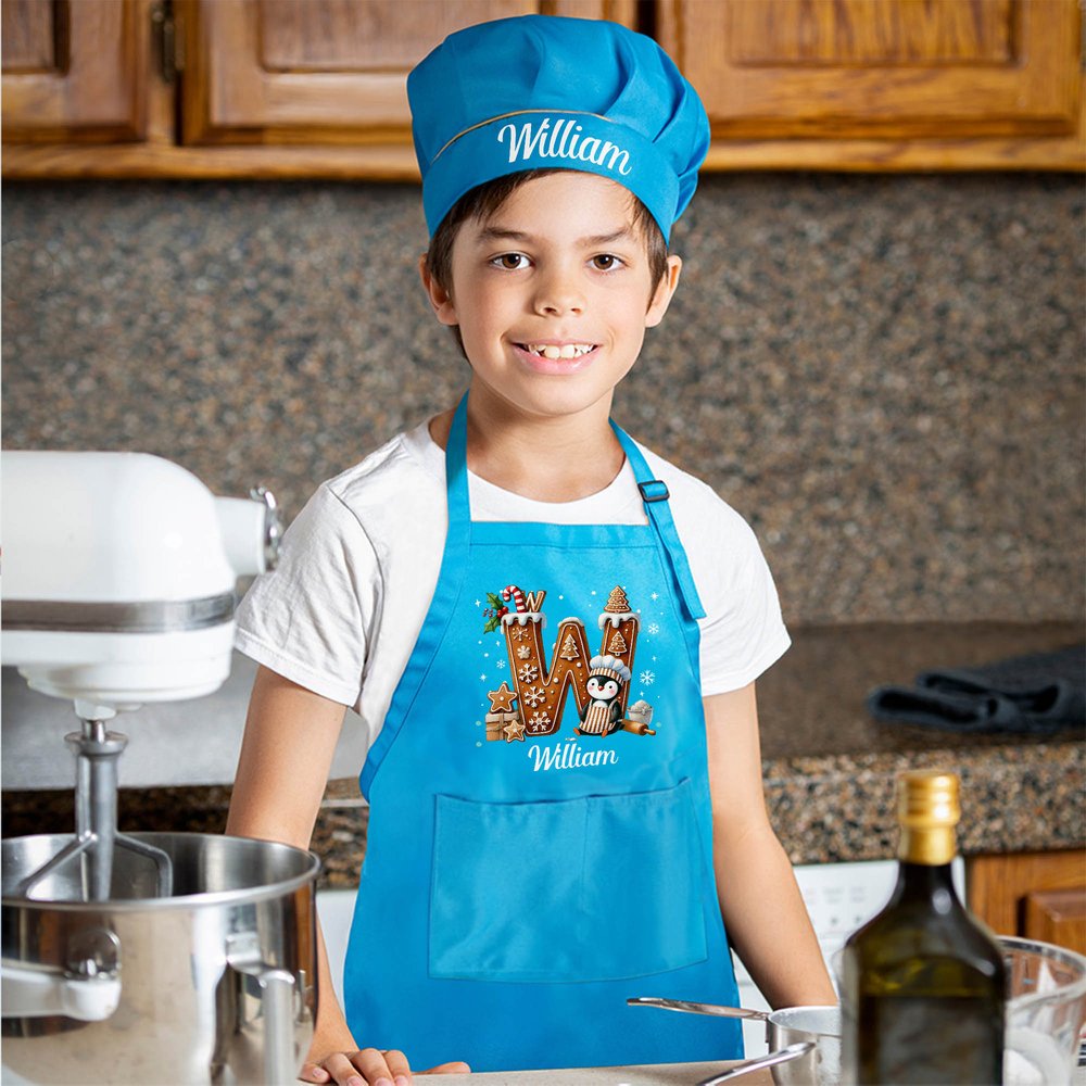 Personalized Cute Penguin Cookie Initial Adjustable Kid Apron