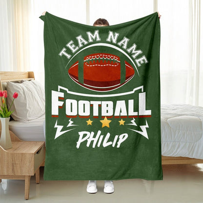 Personalized Football Blanket - Customized Name & Team Design