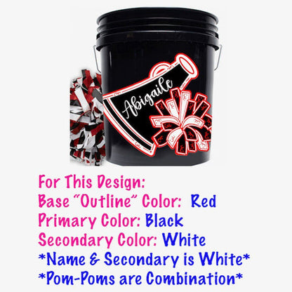 Custom Cheer Bucket Decals - Personalized Name Cheerleader Megaphone Decals