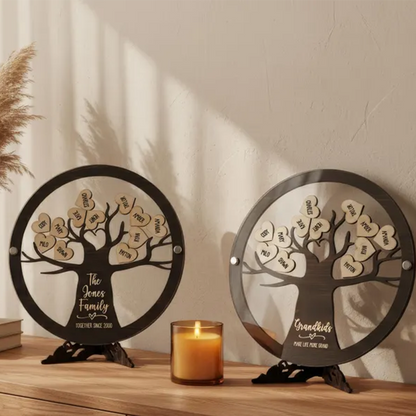 Personalized Wooden Family Tree Sign for Family Gift From Grandkids Names Sign