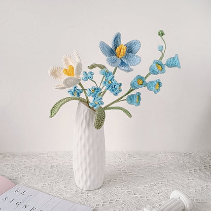 Crochet flowers bouquet, Tulip, Pink, white, purple, blue, everlasting, Graduation, Birthday