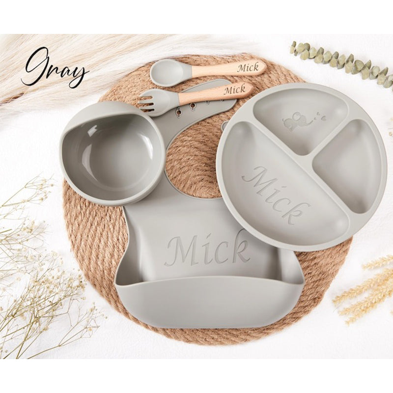 Personalized Silicone Weaning Set,Cartoon Weaning Set for Toddler Baby Kids