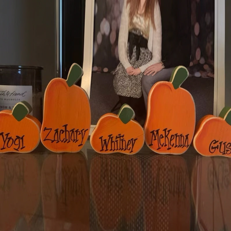 INDIVIDUAL Personalized Pumpkin Halloween Decor Thanksgiving Place Card Fall Decor