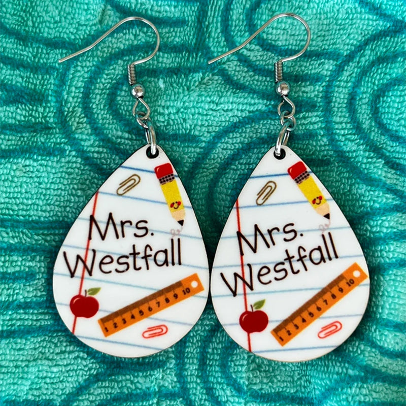 Personalized Teacher Earrings. Notebook-classroom earrings