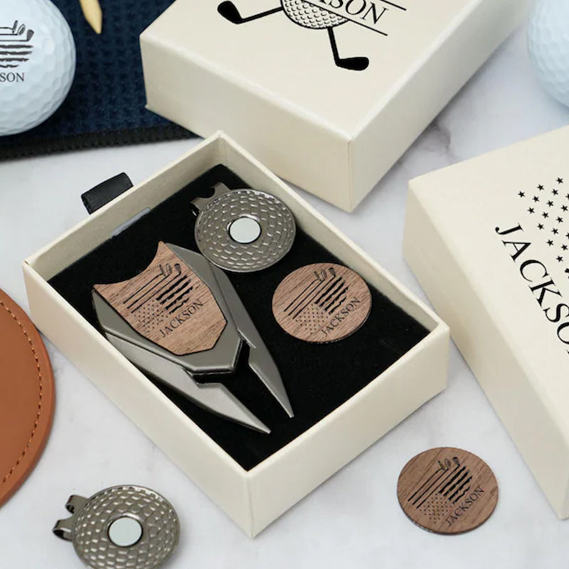 Personalized Golf Gift Set: Engraved Divot Tool & Ball Marker